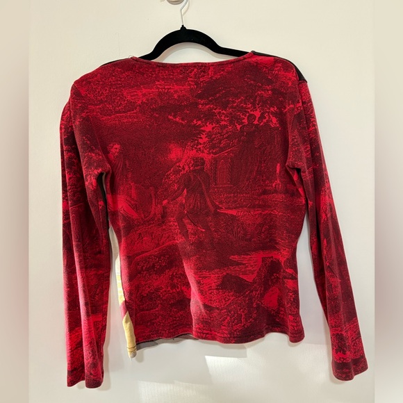 Custo Barcelona Vibrant Red and Black Graphic Long Sleeve Top - Picture 2 of 6